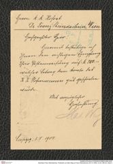 Nachlass Franz Steindachner, Postkarte von Max Weg an Franz Steindachner (03.10.1905), Inv.Nr. 580.02, Seite 2